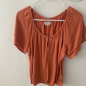 Textured Orange short sleeve blouse
